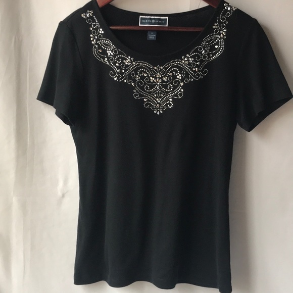 karen scott embellished tops